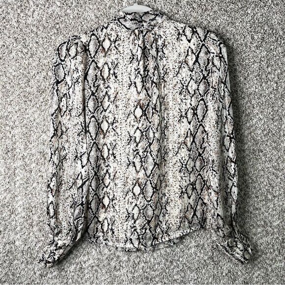 Joie Top Women’s XS Snake Print Long Balloon Sleeve Button Down with Tie Bow - Picture 5 of 6